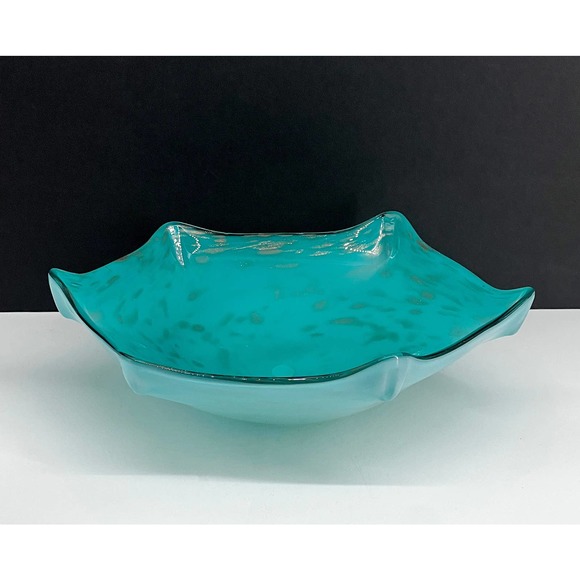 Murano Turquoise Decorative Bowl with Silver Flecks